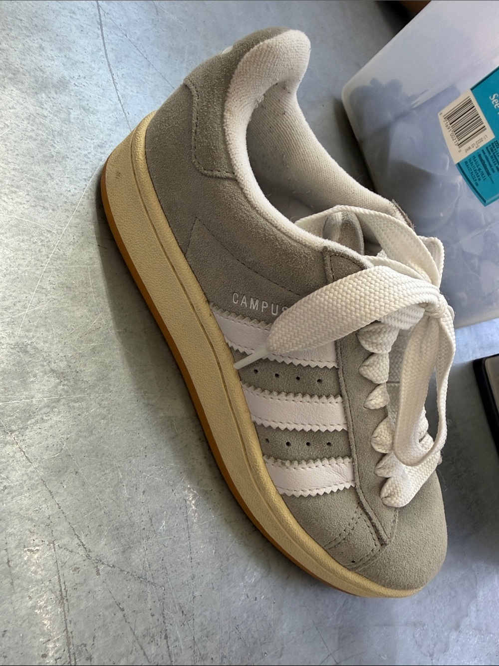 adidas Campus Suede Sneakers in Light Gray and White